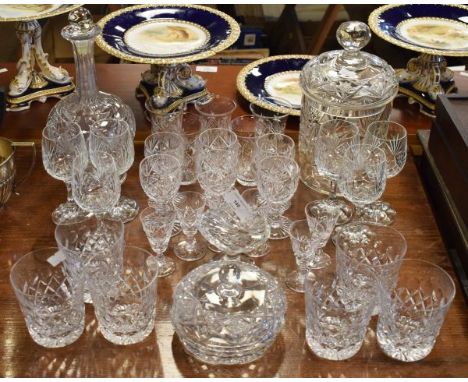 Quantity of good quality cut table glass, decanter etc   Condition: 