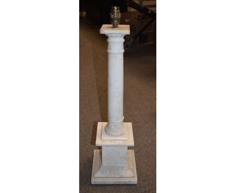 Late 19th/early 20th Century white marble classical design table lamp   Condition: 