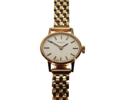 Lady's Tissot 9ct gold cased cocktail watch having conforming articulated bracelet   Condition: 