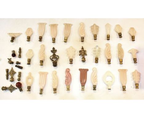 20th Century 'Aladdin' glass and gilt metal mounted lamp finials etc   Condition: 