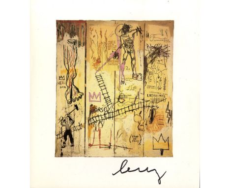 Artist: Jean-Michel Basquiat (American, 1960-1988). Title: "Leonardo da Vinci's Greatest Hits". Medium: Color offset lithogra