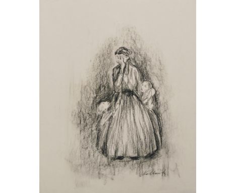 Artist: Kathe Kollwitz [par/imputée] (German, 1867-1945). Title: "Sorgen machende Mutter III". Medium: Charcoal on paper. Dat