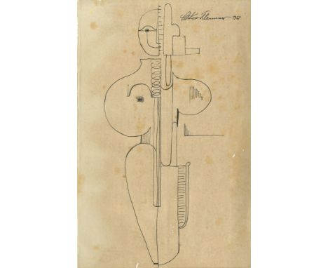 Artist: Oskar Schlemmer (German, 1888 - 1943). Title: "Akt". Medium: Pen and ink drawing. Date: Composed 1922. Dimensions: Ov