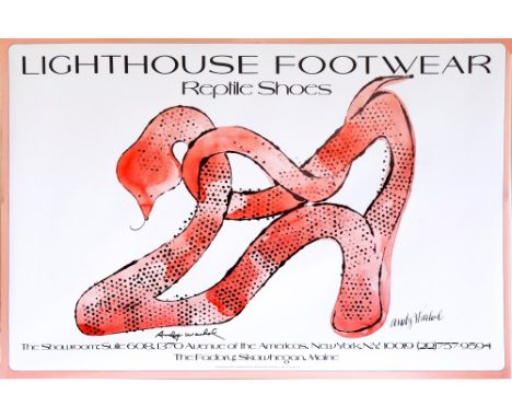 Artist: Andy Warhol (American, 1928 - 1987). Title: "Lighthouse Footwear Reptile Shoes". Medium: Original color offset lithog