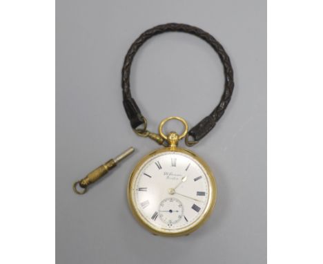 An Edwardian 18ct gold open faced J.W. Benson 'The Ludgate' keywind lever pocket watch, case diameter 48mm, gross 115.3 grams