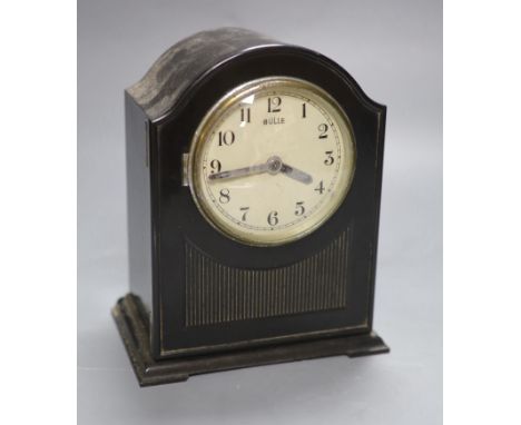 A Bulle electric ebonised mantel clock, height 20cm