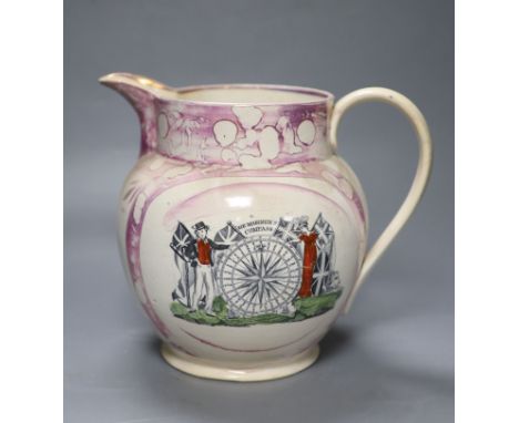 A Sunderland lustre jug 'The Mariner's Compass', height 23.5cm