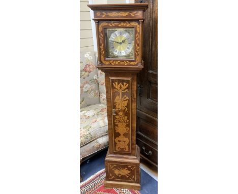 A reproduction marquetry inlaid walnut grandmother clock, height 151cm