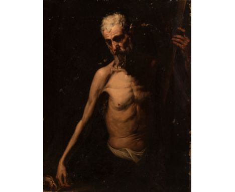 School of JOSÉ DE RIBERA (Xátiva, Valencia, 1591 - Naples, 1652); 18th century."Saint Andrew".Oil on canvas.Measurements: 40 