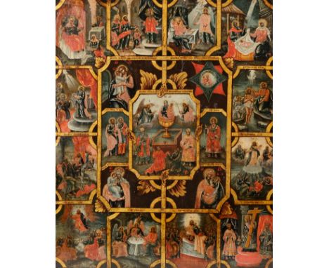 Russian icon from the 18th century."Life of Jesus".Egg tempera on panel.Provenance: Russian Monastery of Saint Alexander - Ne