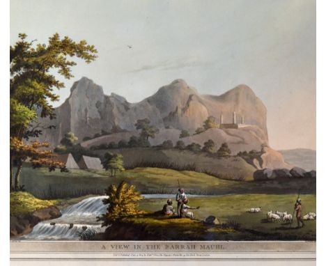 India - A View in the Barrah Mauhl 1804 Print - aquatint by Lieut. James Hunter, published June 4th 1804 by Edw. Orme, London