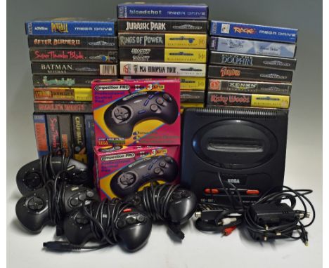Sega Mega Drive II Video Games Console and Selection of Games - include console, cables, 2x competition controllers, 4x regul