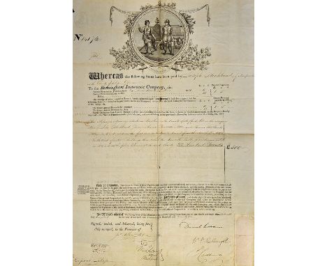 Birmingham Fire Office Insurance Policy 1822 - dated 16th July, Newport, Shropshire, printed and completed by hand. Birmingha