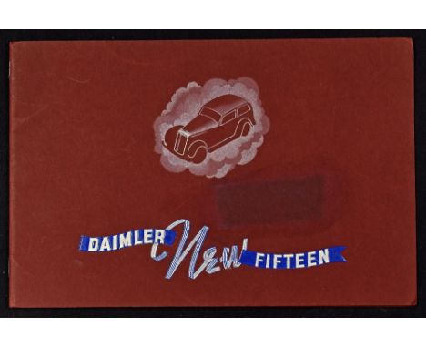 Daimler Sales Catalogue 1938 - A fine 16 page publication illustrating and detailing in multicolour their Daimler Fifteen Six