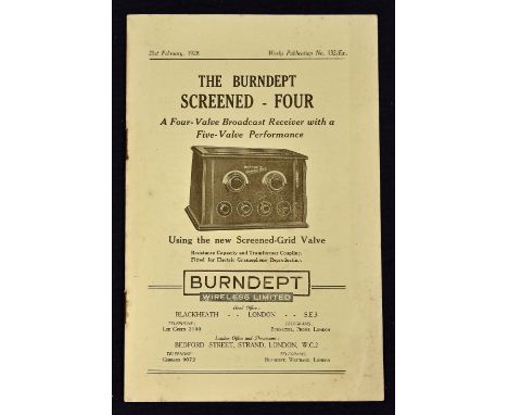 The Burndept Four-Valve Broadcast Receiver 1928 Sales Catalogue - A 14 page sales catalogue illustrating and detailing this e