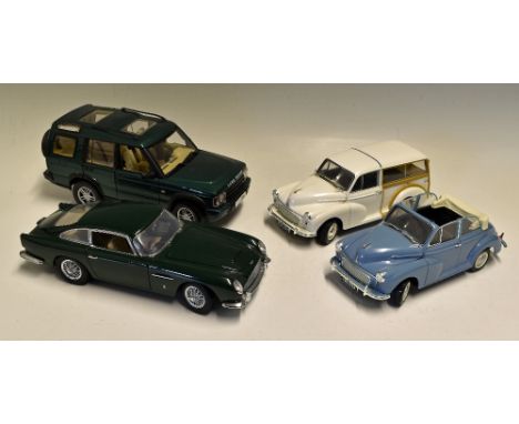 Selection of 1:18 Scale Diecast Models to include AUTOart Aston Martin DB5, Minichamps Morris Minor Tourer (glue to wing mirr