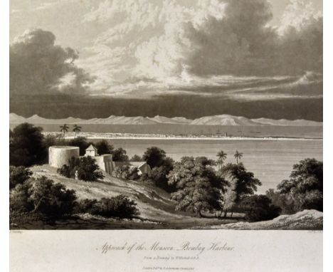 India - Approach of the Monsoon, Bombay Harbour 1826 Print - by William Westall A.R.A., uncoloured aquatint, engraved by T. F