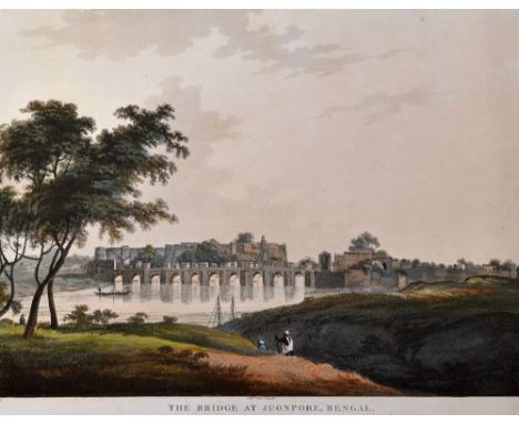 India - The Bridge at Juonpore, Bengal 1804 Print - hand coloured aquatint by T. Daniel & F.S. Ward, published July 21st 1804