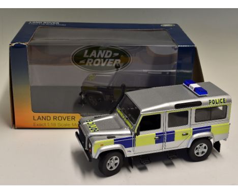 Universal Hobbies Land Rover Defender 110 Station Wagon UK Police Diecast Model in a 1:18 scale comes with box and appears in