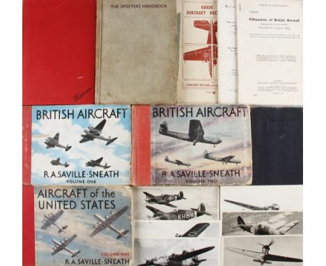 Royal Observer Club Selection of books includes British Aircraft Vol I and II, Aircraft of the United States Vol I The Spotte