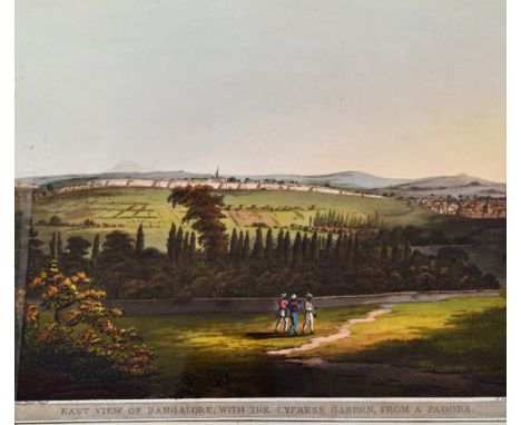 India - East View of Bangalore with the Cypress Garden from Pagoda 1804 Print - aquatint by Lieut. James Hunter, published Ja