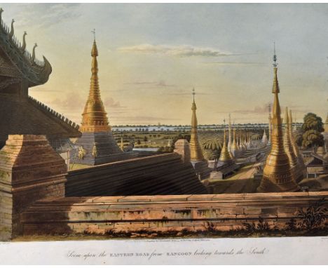 India - Scene Upon the Eastern Road from Rangoon looking towards the South 1825 Print and View of the Great Pagoda and Adjace