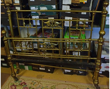 Brass Plated Bed Frame include head and foot frames with wheels, without middle section, heavy (Please Note: posting is not a