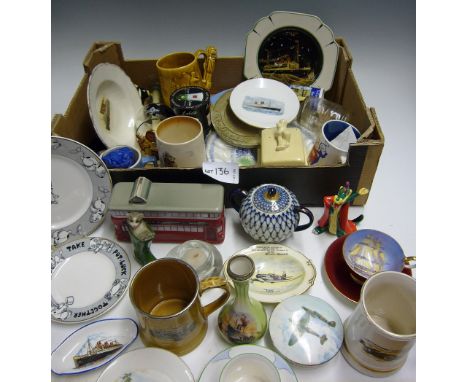 Assorted Selection of Ceramics to include transport related items such as Shipping, Automobile, Aviation, with cups and sauce