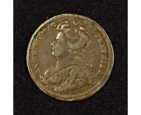 Union of England And Scotland 1707 Medallion - Obverse; Portrait of Queen Anne. Reverse; Coat of Arms here incorporating the 