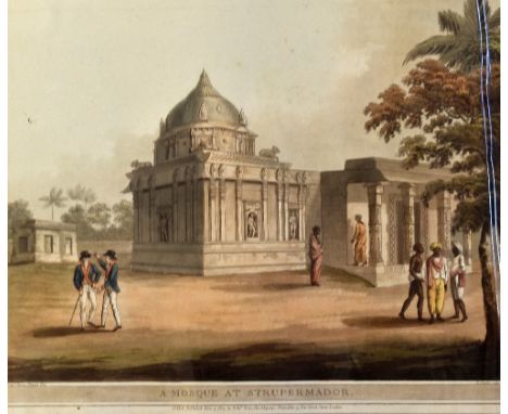 India - A Mosque at Strupermador 1804 Print - aquatint by Lieut. James Hunter, published June 1st 1804 by Edw. Orme, London, 