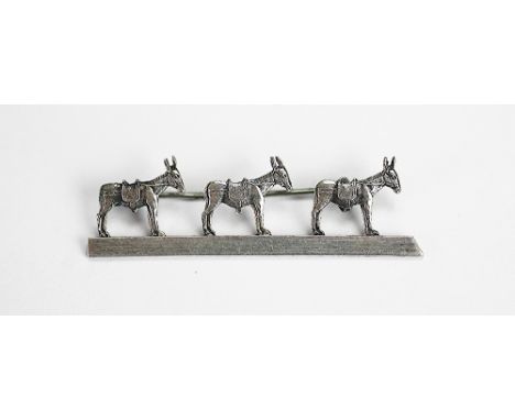 A vintage brooch designed as three donkey's, stamped to reverse 'ST 925', 4cm wide  