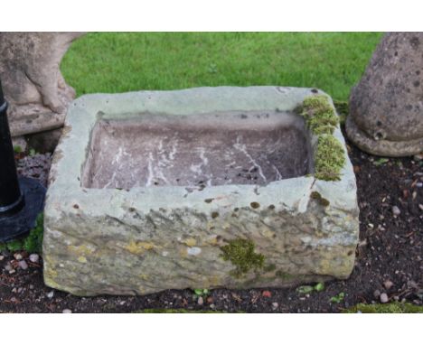A 19th century sandstone trough, 24cm H x 62cm W