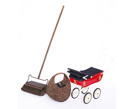 A Lucas Cadet bicycle lamp, a similar bicycle lamp, a childs dolls pram, a vintage carpet sweeper etc (Qty)