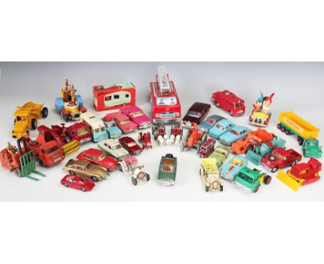 A collection of die-cast toys, mostly Corgi and Lesney, to include a Corgi Lotus Climax F1, a Chevrolet Impala and a 128 Merc