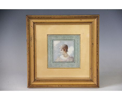 Arts and Crafts School (late 19th century)Gouache on paperMiniature portrait of a classical maidenMounted on coloured paper w