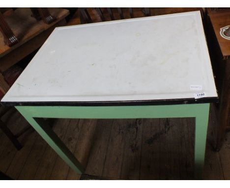 An enamel top kitchen table