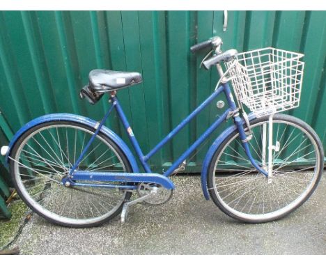 An Elswick Hopper blue painted lady's bicycle with basket to the front