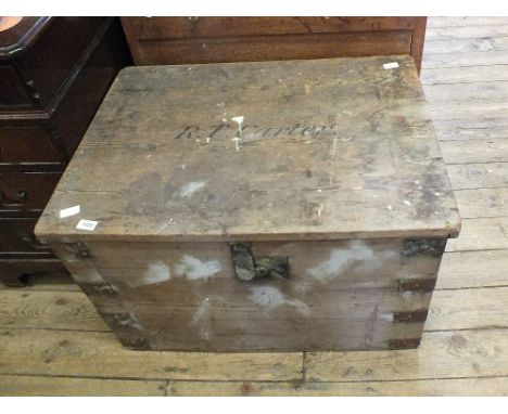 A 19th Century metal bound pine trunk