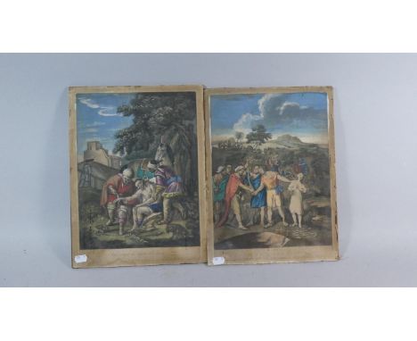 A Pair of Framed Early 19th Century Coloured Religious Prints 