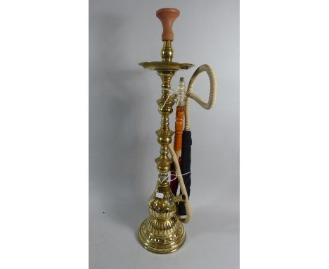 A Reproduction Brass Hookah Pipe, 68cm High 