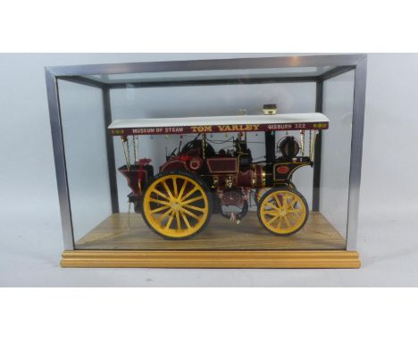 A Cased Model of a Showman's Steam Traction Engine, Case 41cm x 19cm x 28cm High 