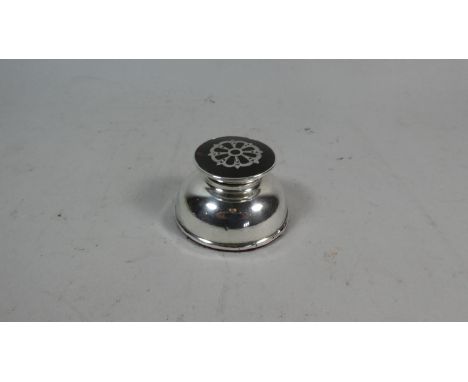 A Silver and Tortoiseshell Circular Inkwell, 6cm Diameter 