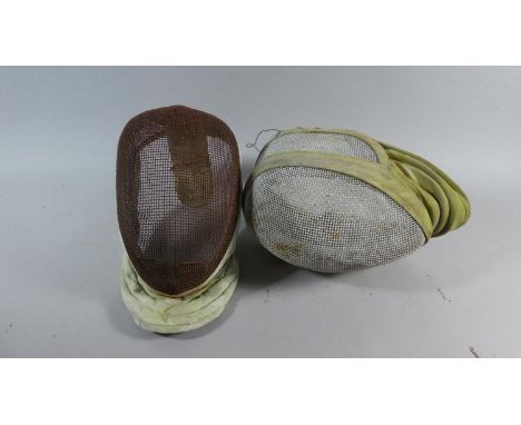 Two Vintage Children's Fencing Helmets 