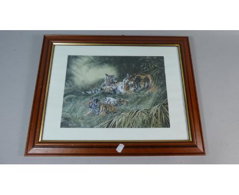 A Framed Print Depicting Tiger Family 