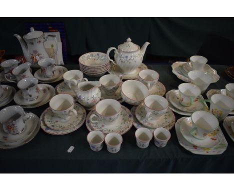 A Collection of Johnson Brothers Floral Pattern Breakfastwares to Include Six Trios, Six Bowls, Teapot Cream and Sugar 