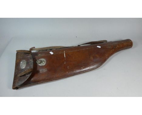 A Vintage Leather Leg of Mutton Shotgun Case, 80cm Long 