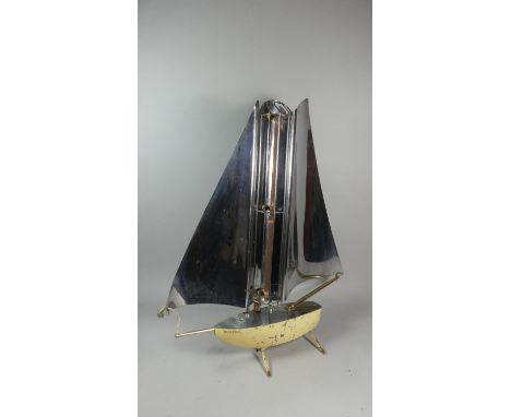 A Vintage 1950's Novelty Electric Fire in the Form of a Sailing Boat, The Bunting, 76cm High 