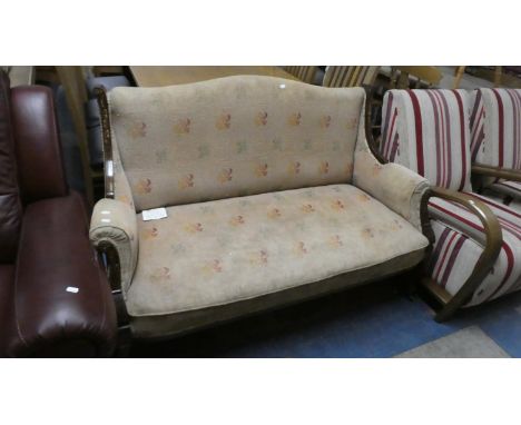 A Tapestry Upholstered Inlaid Walnut Framed Salon Settee, 140cm Wide 