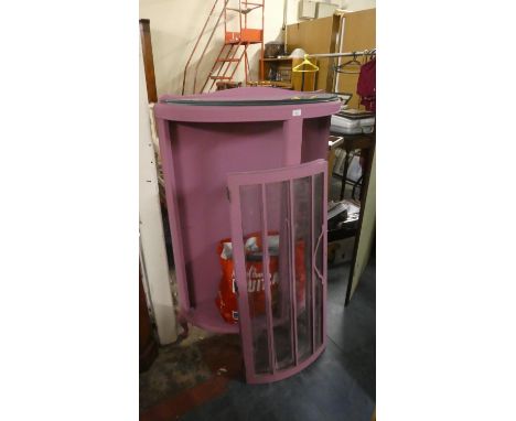 A Vintage Bow Fronted Display Cabinet with Glass Shelves, A Painting Project, Complete with Paints, Doors Detached But Comple