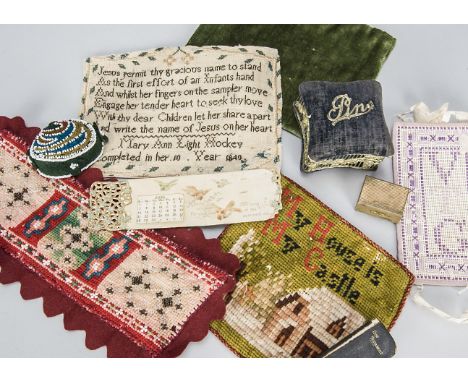 A small 19th century sampler,  completed in Mary Ann Light Hockey in her 10 year in 1840, possibly cutdown from a larger samp